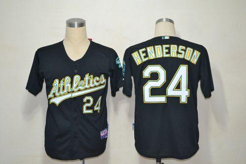 Athletics #24 Rickey Henderson Black Cool Base Stitched MLB Jersey - Click Image to Close